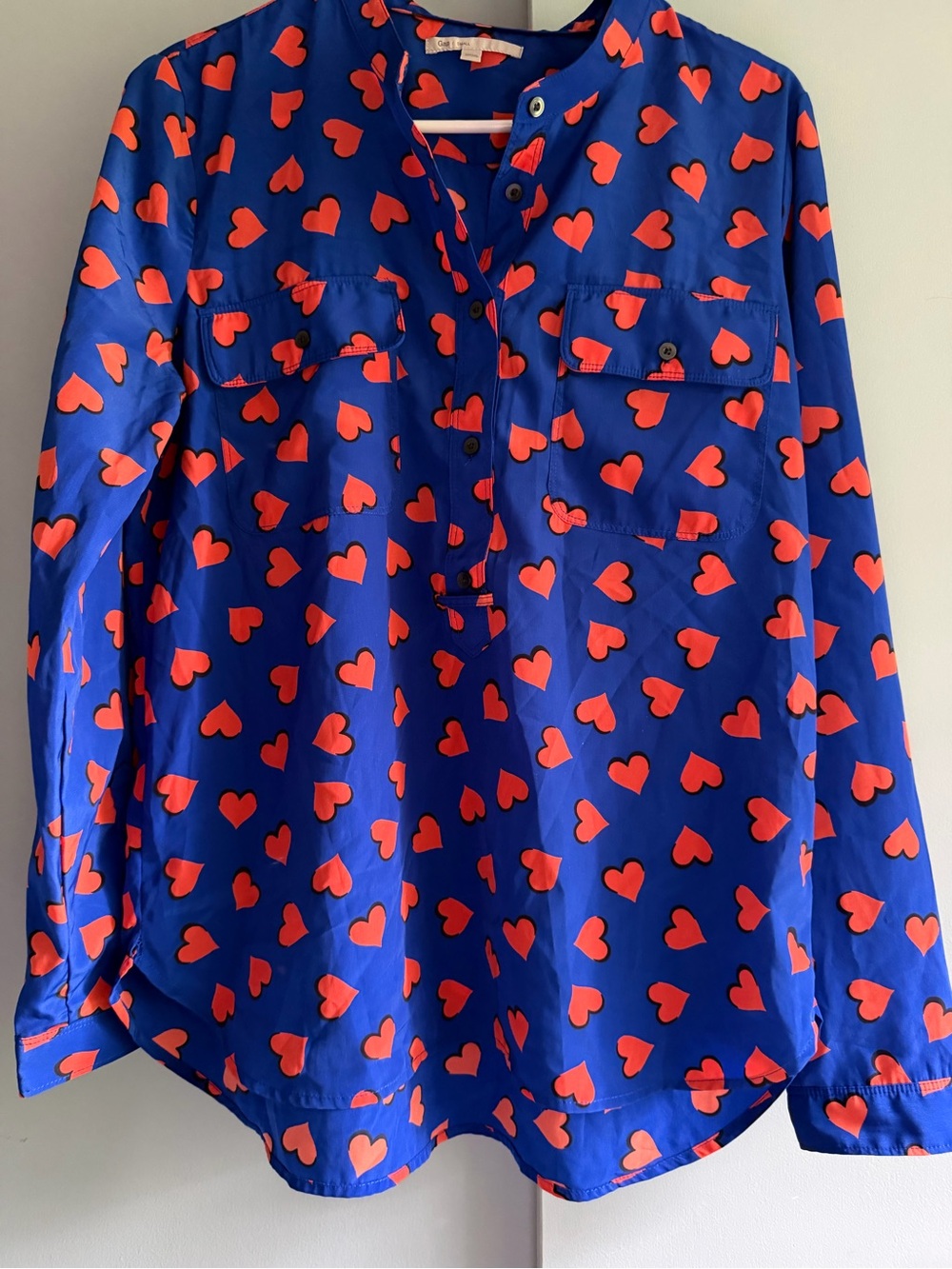 GAP Blue Top with Orange heart motif